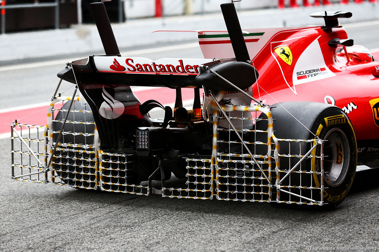 TEST F1 BARCELLONA 8 MARZO, Kimi Raikkonen (FIN) Ferrari SF70H running sensor equipment on the rear wing.
08.03.2017.