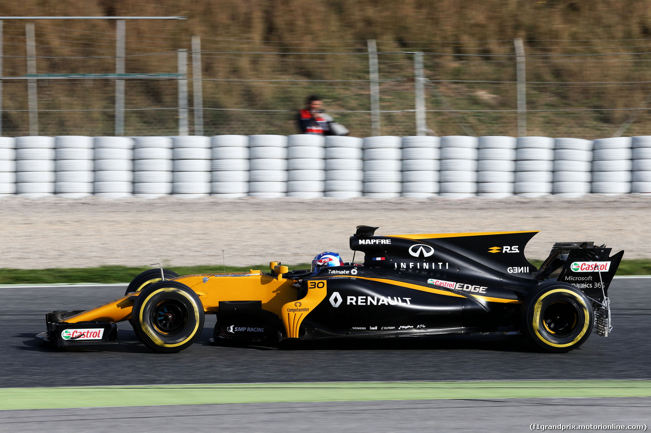TEST F1 BARCELLONA 9 MARZO, Jolyon Palmer (GBR) Renault Sport F1 Team RS17 running sensor equipment.
09.03.2017.