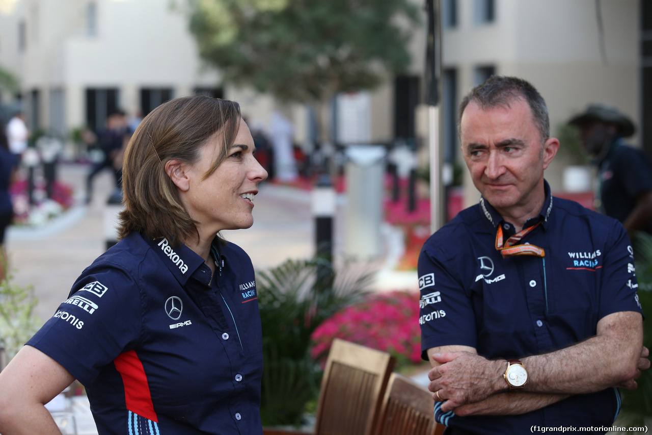 GP ABU DHABI, 24.11.2018 - Qualifiche, Claire Williams (GBR) Williams Deputy Team Principal. e Paddy Lowe (GBR), Williams chief technical officer