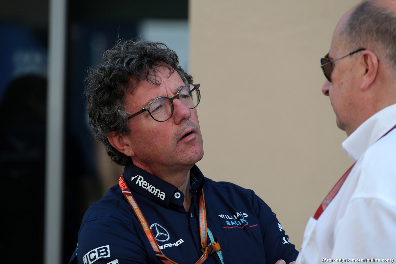 GP ABU DHABI, 23.11.2018 - Prove Libere 1, Luca Baldisserri (ITA), Track engineer of Lance Stroll (CDN) Williams FW40