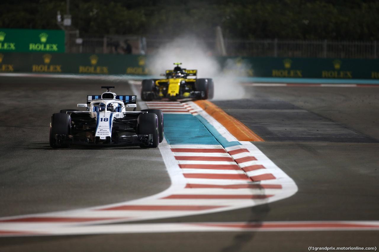 GP ABU DHABI, 23.11.2018 - Prove Libere 2, Lance Stroll (CDN) Williams FW41 e Carlos Sainz Jr (ESP) Renault Sport F1 Team RS18