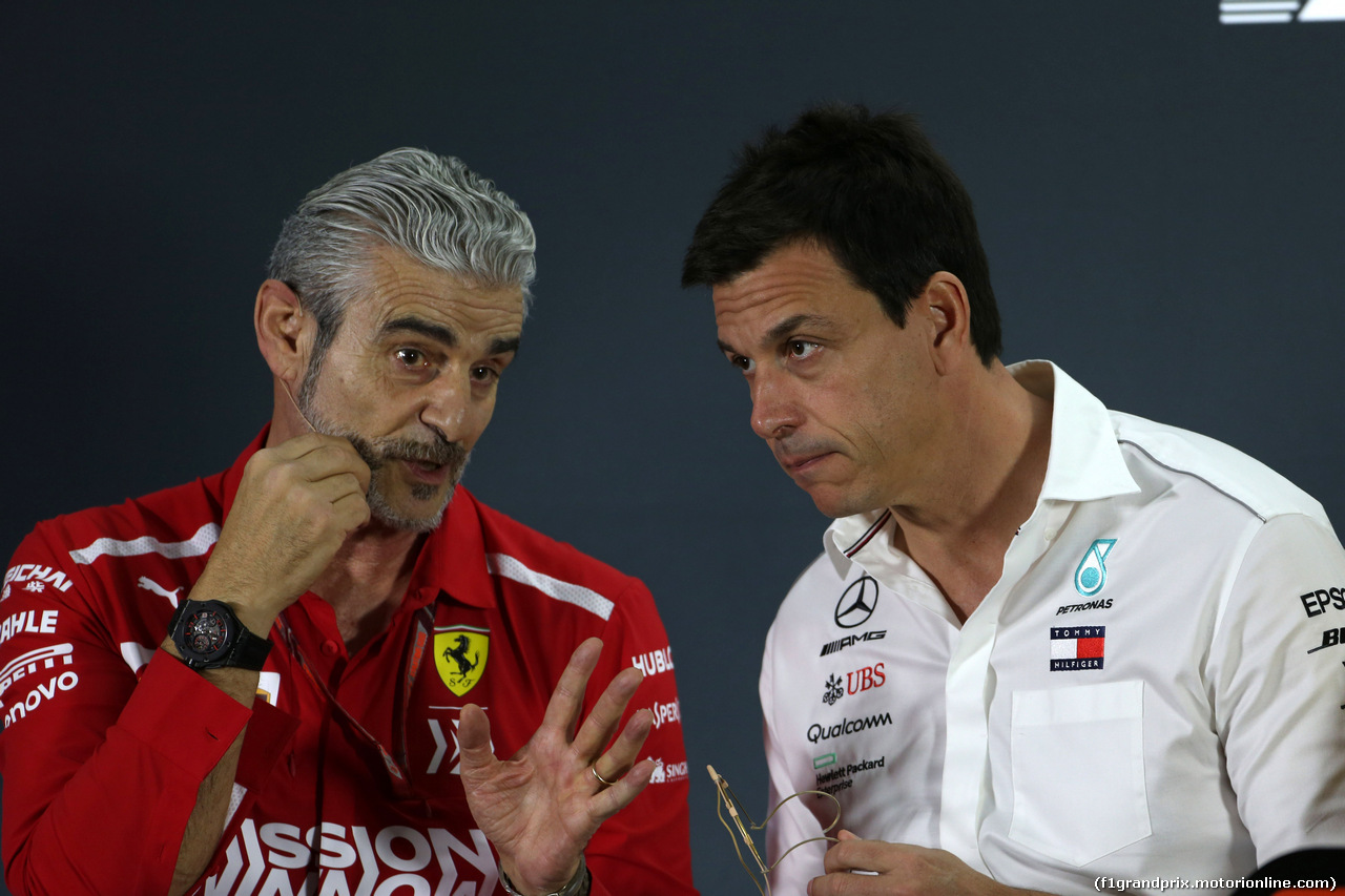 GP ABU DHABI, 23.11.2018 - Conferenza Stampa, Maurizio Arrivabene (ITA) Ferrari Team Principal e Toto Wolff (GER) Mercedes AMG F1 Shareholder e Executive Director