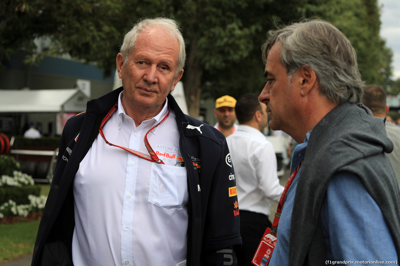 GP AUSTRALIA, 25.03.2018 - Helmut Marko (AUT), Red Bull Racing, Red Bull Advisor e Carlos Sainz (ESP) WRC Champion former