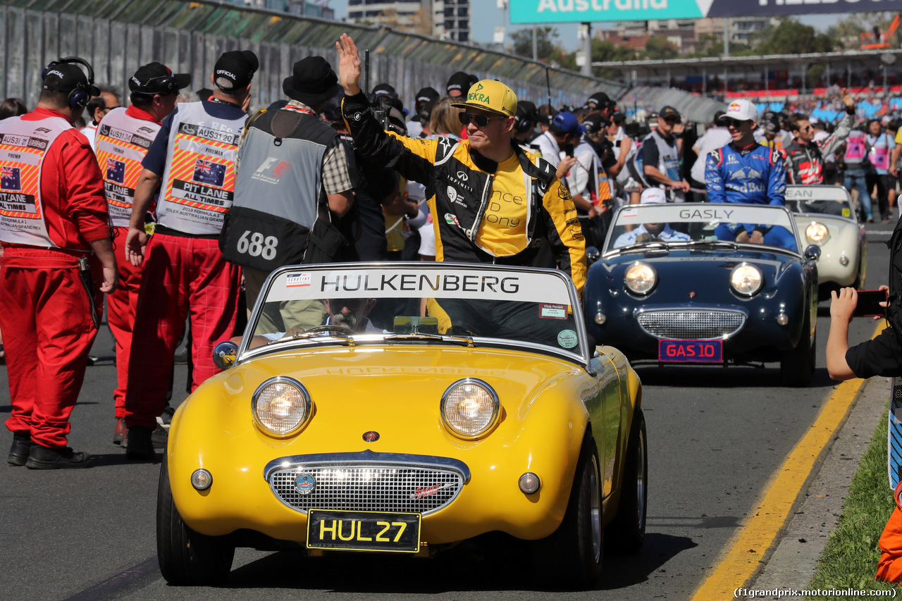 GP AUSTRALIA, 25.03.2018 - Nico Hulkenberg (GER) Renault Sport F1 Team RS18 at drivers parade