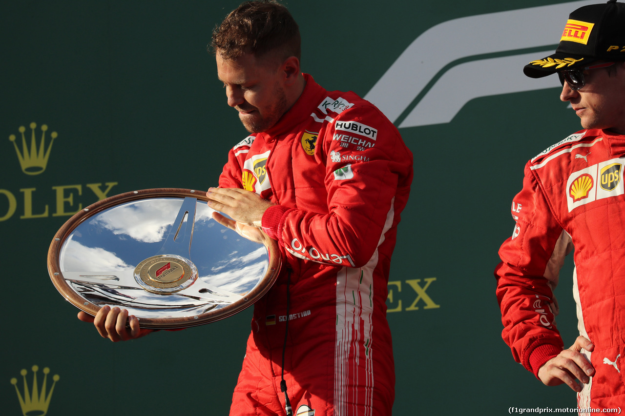 GP AUSTRALIA, 25.03.2018 - Gara, Sebastian Vettel (GER) Ferrari SF71H vincitore e 3rd place Kimi Raikkonen (FIN) Ferrari SF71H