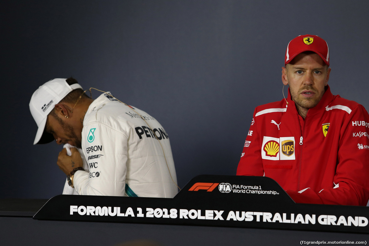 GP AUSTRALIA, 25.03.2018 - Gara, Conferenza Stampa, Lewis Hamilton (GBR) Mercedes AMG F1 W09 e Sebastian Vettel (GER) Ferrari SF71H