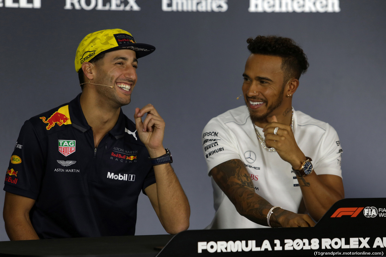 GP AUSTRALIA, 22.03.2018 - Conferenza Stampa, Daniel Ricciardo (AUS) Red Bull Racing RB14 e Lewis Hamilton (GBR) Mercedes AMG F1 W09