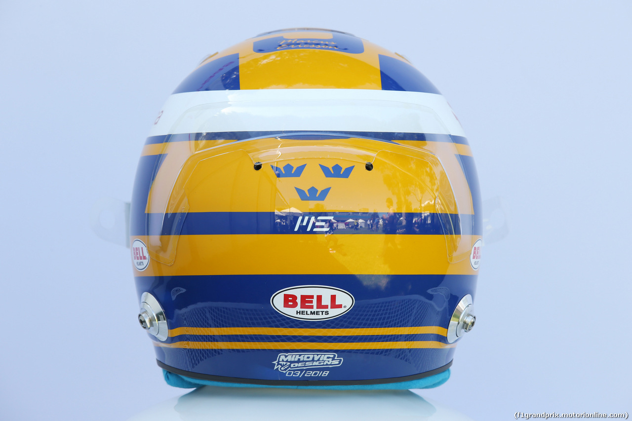GP AUSTRALIA, 23.03.2018 - The helmet of Marcus Ericsson (SUE) Sauber C37