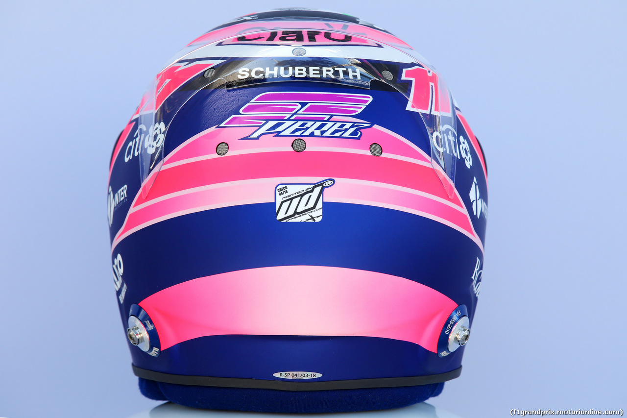 GP AUSTRALIA, 23.03.2018 - The helmet of Sergio Perez (MEX) Sahara Force India F1 VJM011