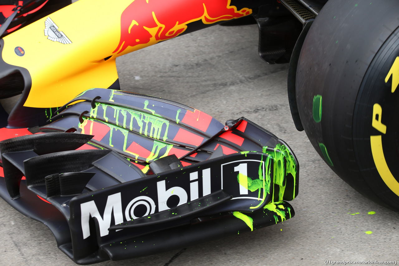 GP AUSTRIA, 29.06.2018- Prove Libere 1, Aston Martin Red Bull Racing RB14 Frontal Wing with flow-vis paint