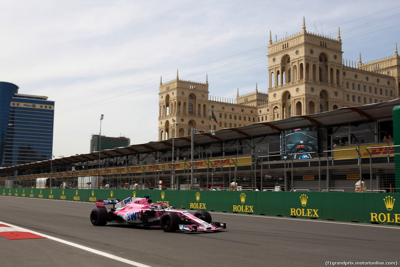 GP AZERBAIJAN, 27.04.2018 - Prove Libere 1, Sergio Perez (MEX) Sahara Force India F1 VJM011