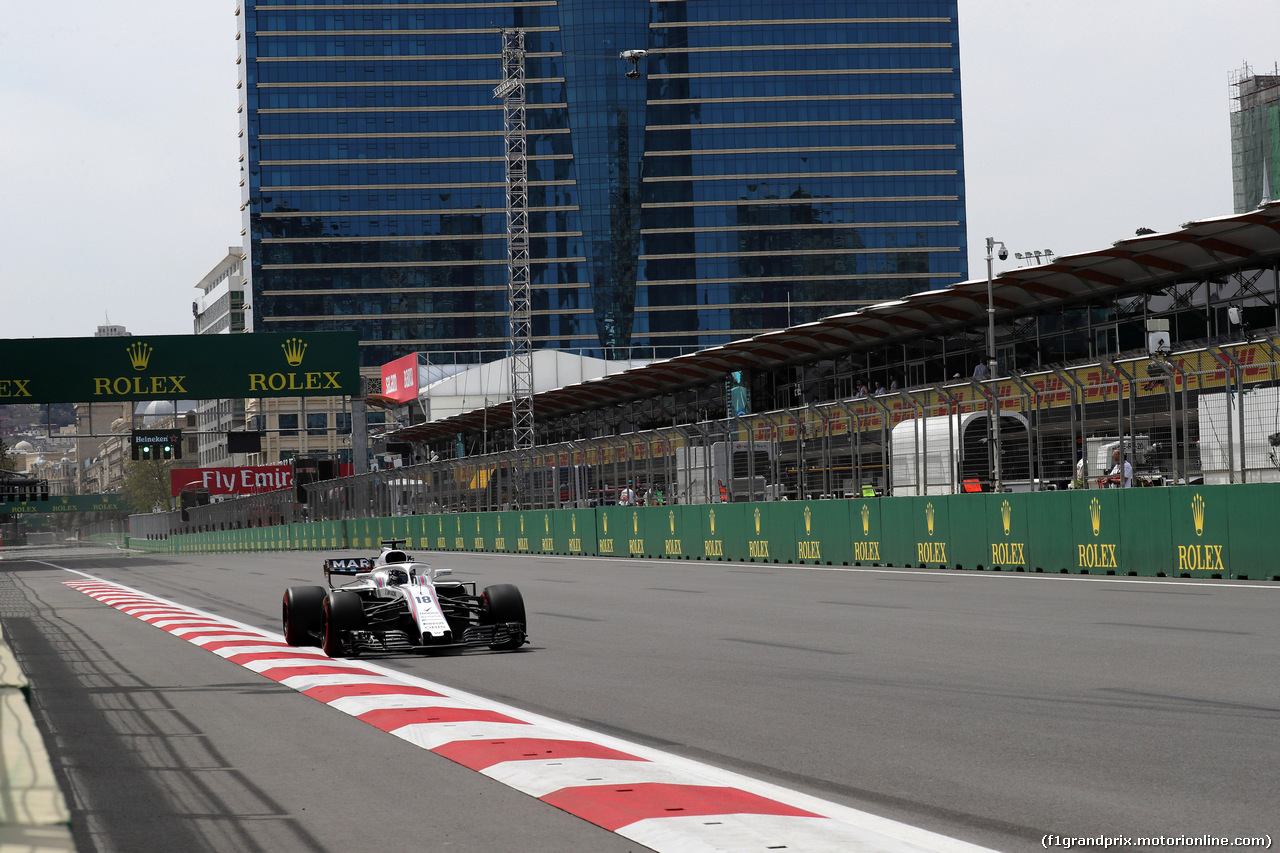 GP AZERBAIJAN, 27.04.2018 - Prove Libere 1, Lance Stroll (CDN) Williams FW41