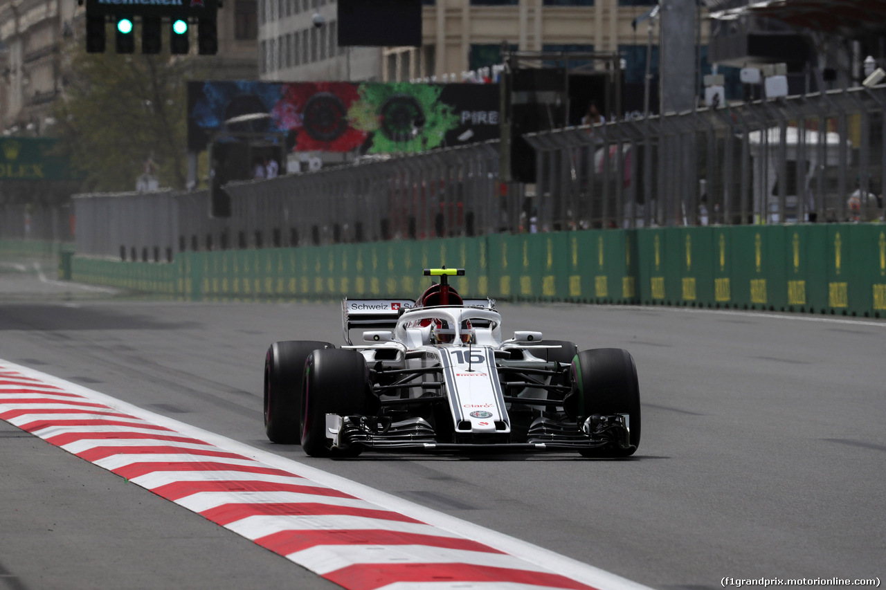 GP AZERBAIJAN, 27.04.2018 - Prove Libere 1, Charles Leclerc (MON) Sauber C37