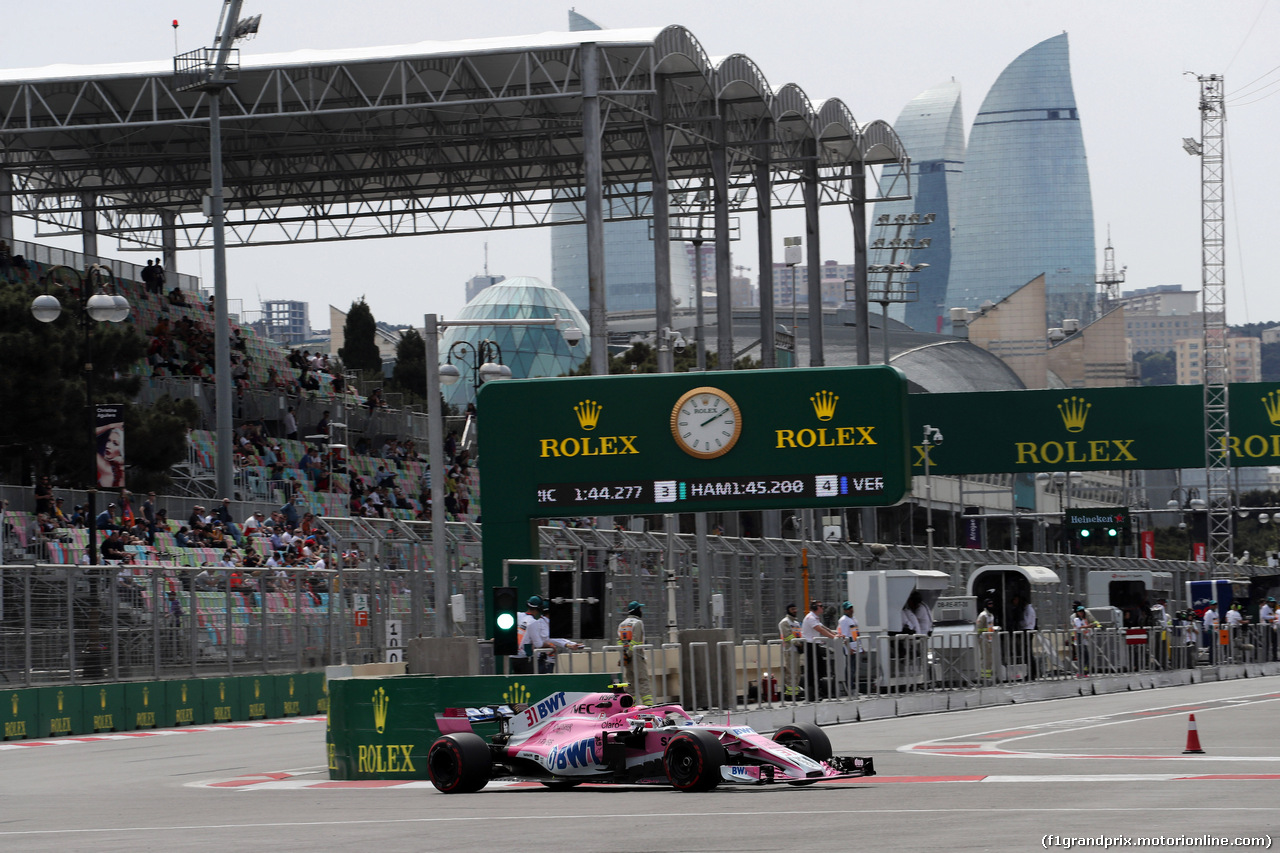 GP AZERBAIJAN, 27.04.2018 - Prove Libere 1, Esteban Ocon (FRA) Sahara Force India F1 VJM11