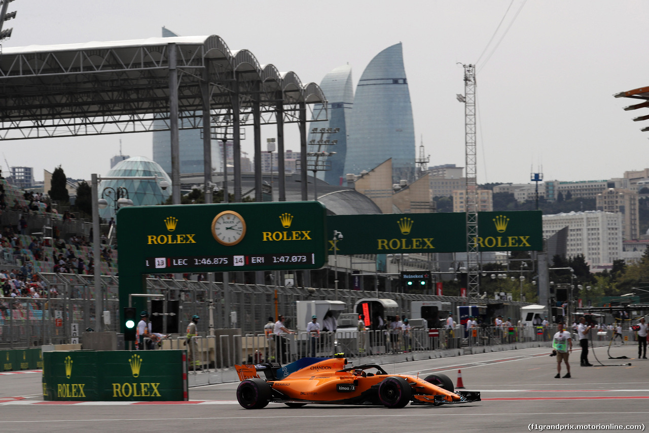 GP AZERBAIJAN, 27.04.2018 - Prove Libere 1, Stoffel Vandoorne (BEL) McLaren MCL33