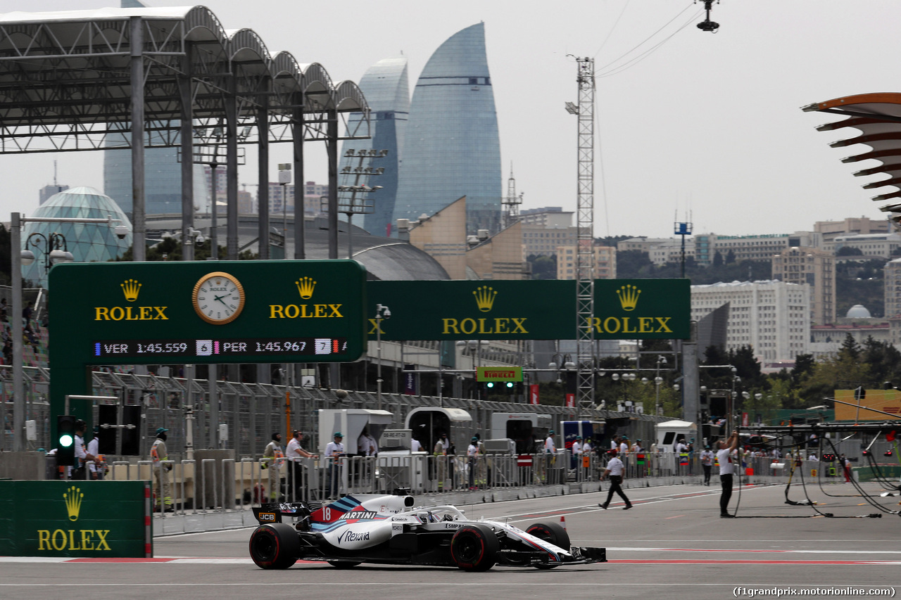 GP AZERBAIJAN, 27.04.2018 - Prove Libere 1, Lance Stroll (CDN) Williams FW41