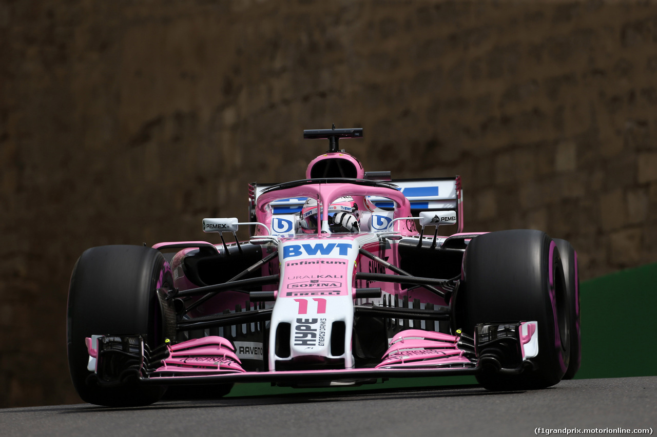 GP AZERBAIJAN, 27.04.2018 - Prove Libere 1, Sergio Perez (MEX) Sahara Force India F1 VJM011