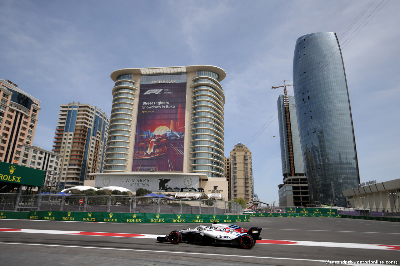 GP AZERBAIJAN, 27.04.2018 - Prove Libere 1, Lance Stroll (CDN) Williams FW41