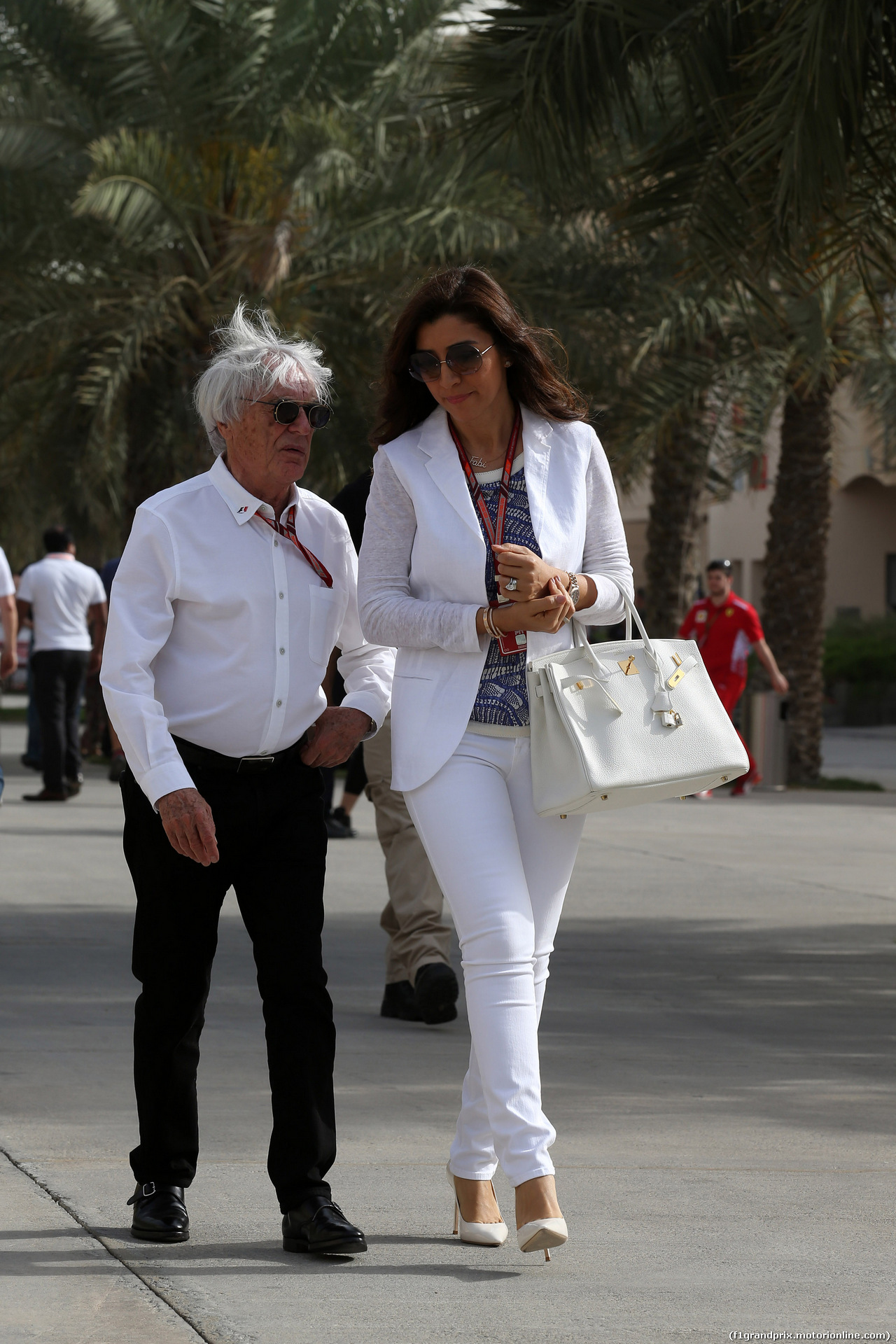 GP BAHRAIN, 08.04.2018 - Bernie Ecclestone (GBR) e sua moglie Fabiana Flosi (BRA)