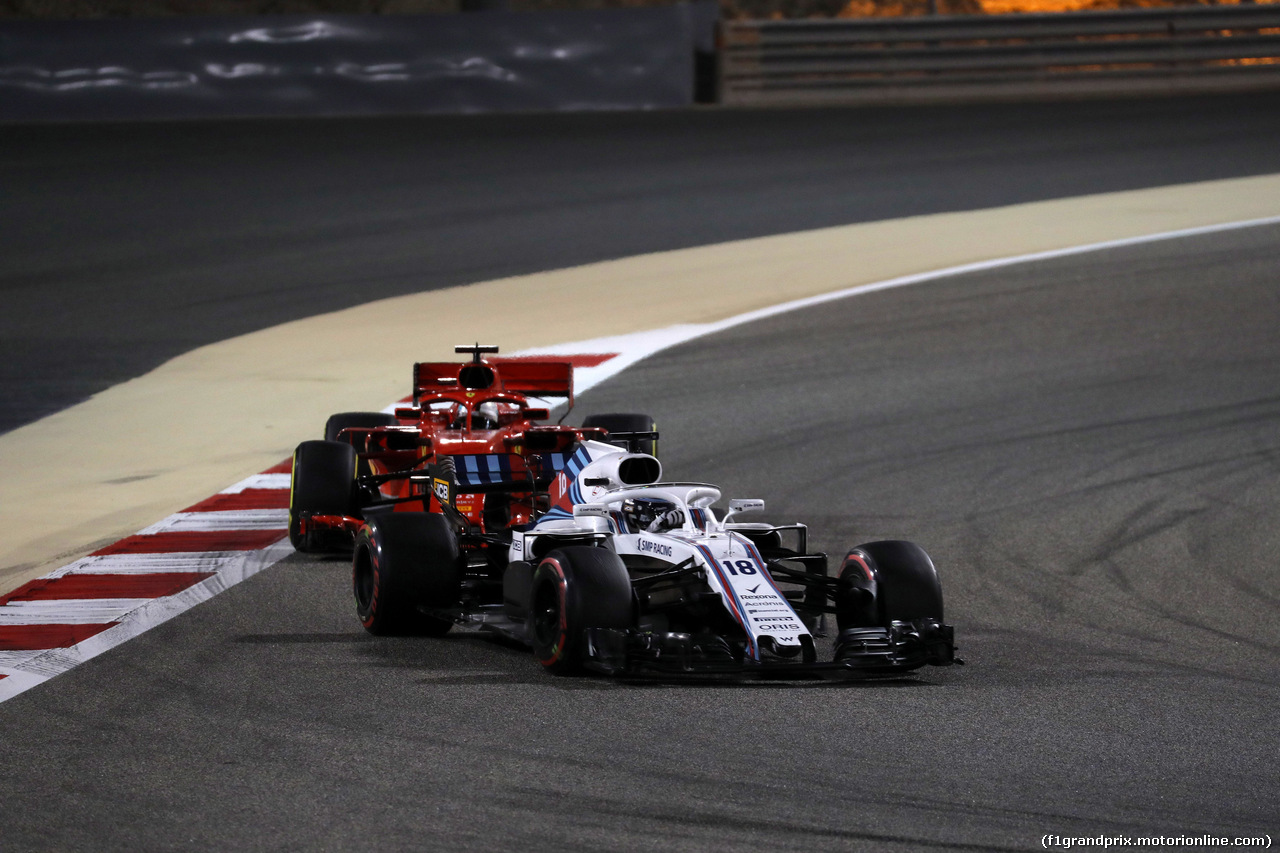 GP BAHRAIN, 08.04.2018 - Gara, Lance Stroll (CDN) Williams FW41 e Sebastian Vettel (GER) Ferrari SF71H