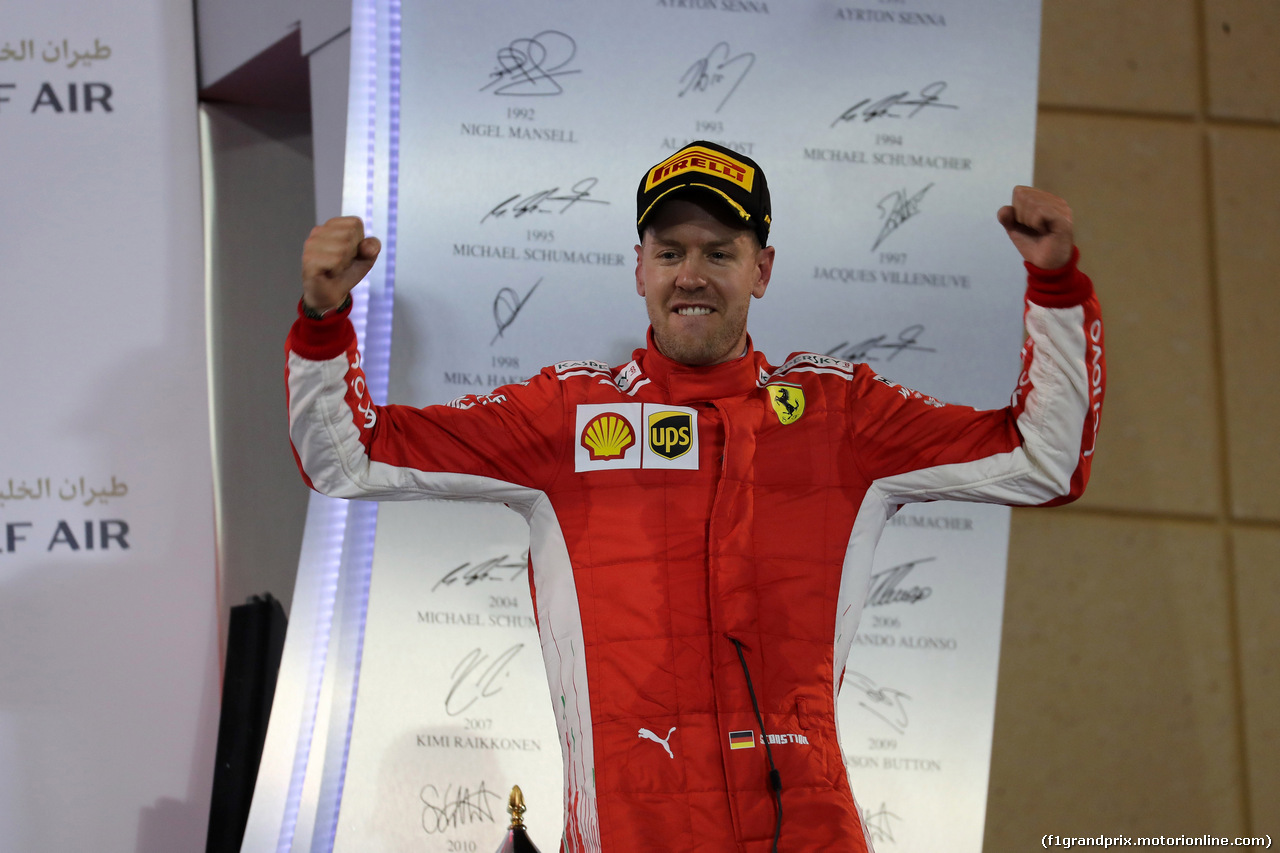 GP BAHRAIN, 08.04.2018 - Gara, Sebastian Vettel (GER) Ferrari SF71H vincitore