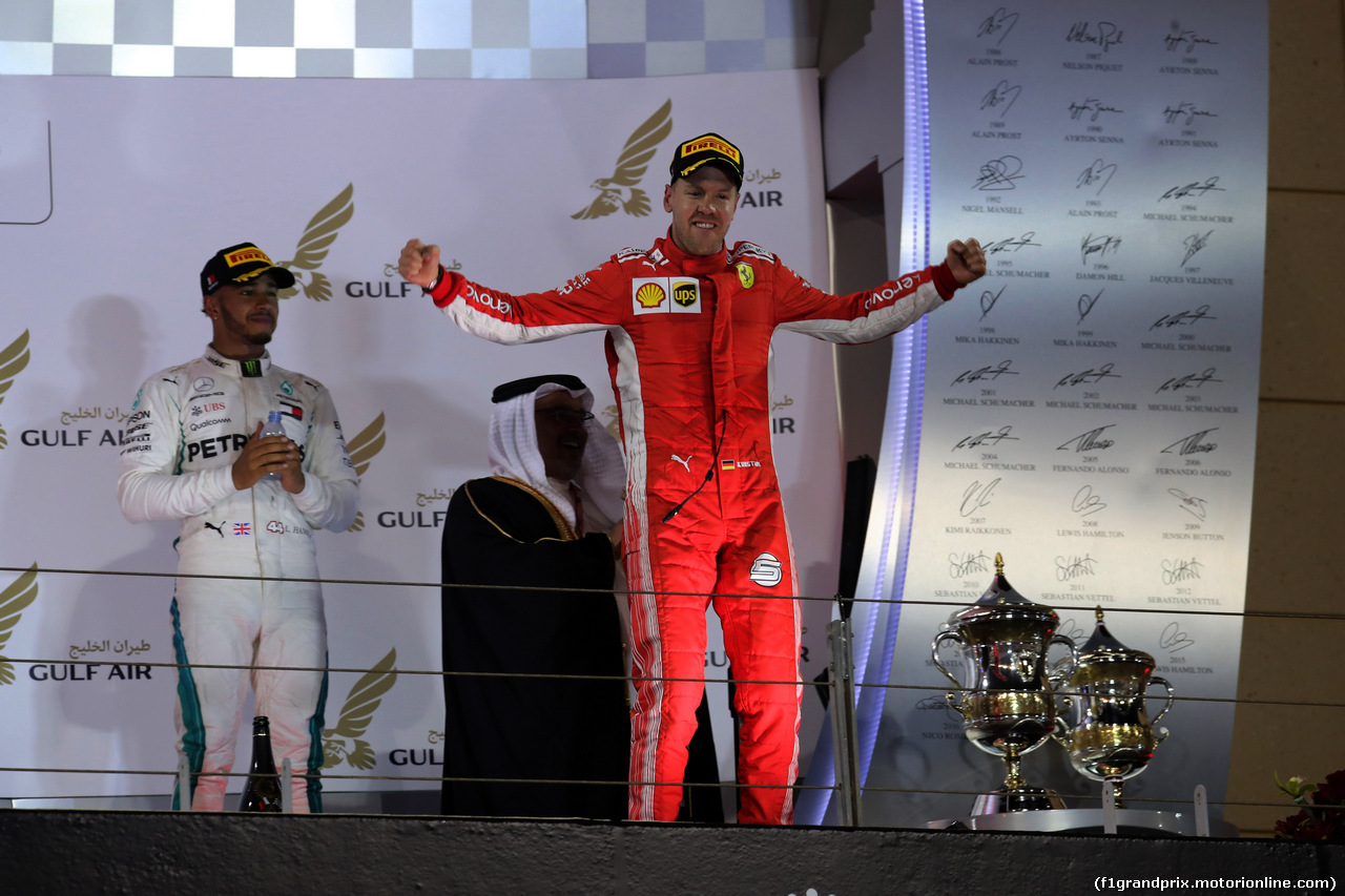 GP BAHRAIN, 08.04.2018 - Gara, Sebastian Vettel (GER) Ferrari SF71H vincitore