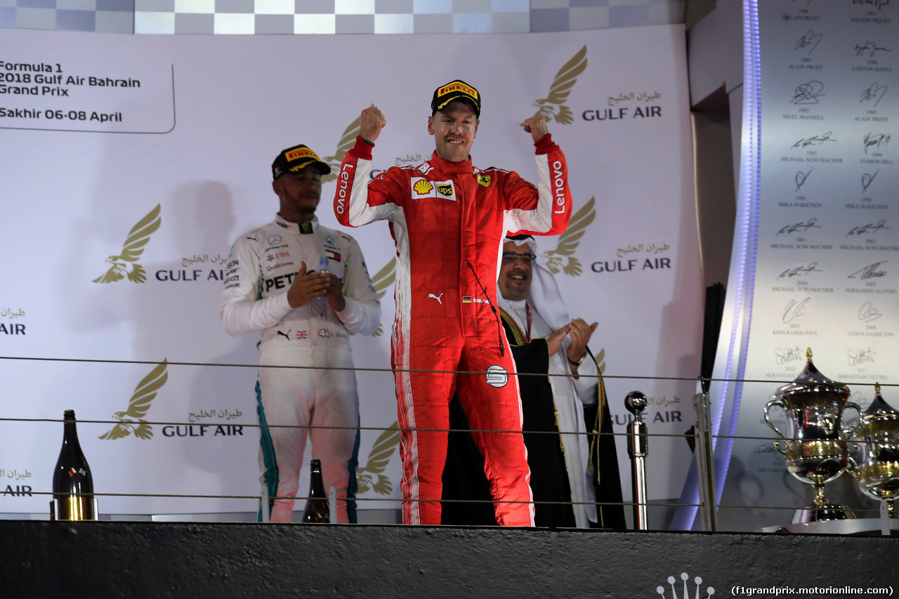 GP BAHRAIN, 08.04.2018 - Gara, Sebastian Vettel (GER) Ferrari SF71H vincitore