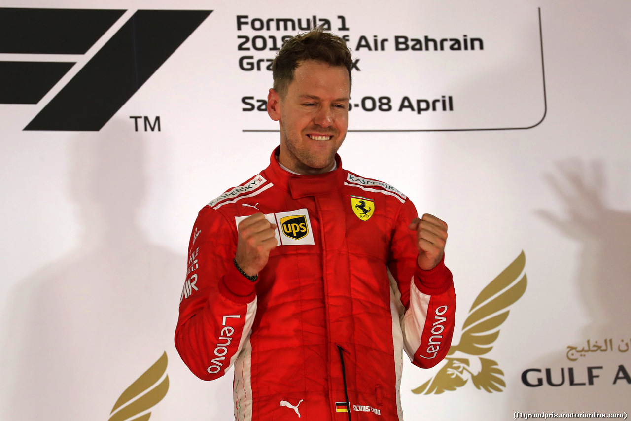 GP BAHRAIN, 08.04.2018 - Gara, Sebastian Vettel (GER) Ferrari SF71H vincitore