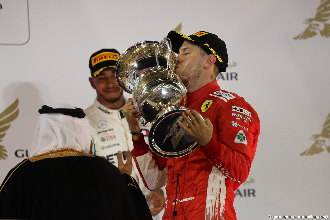 GP BAHRAIN, 08.04.2018 - Gara, Sebastian Vettel (GER) Ferrari SF71H vincitore