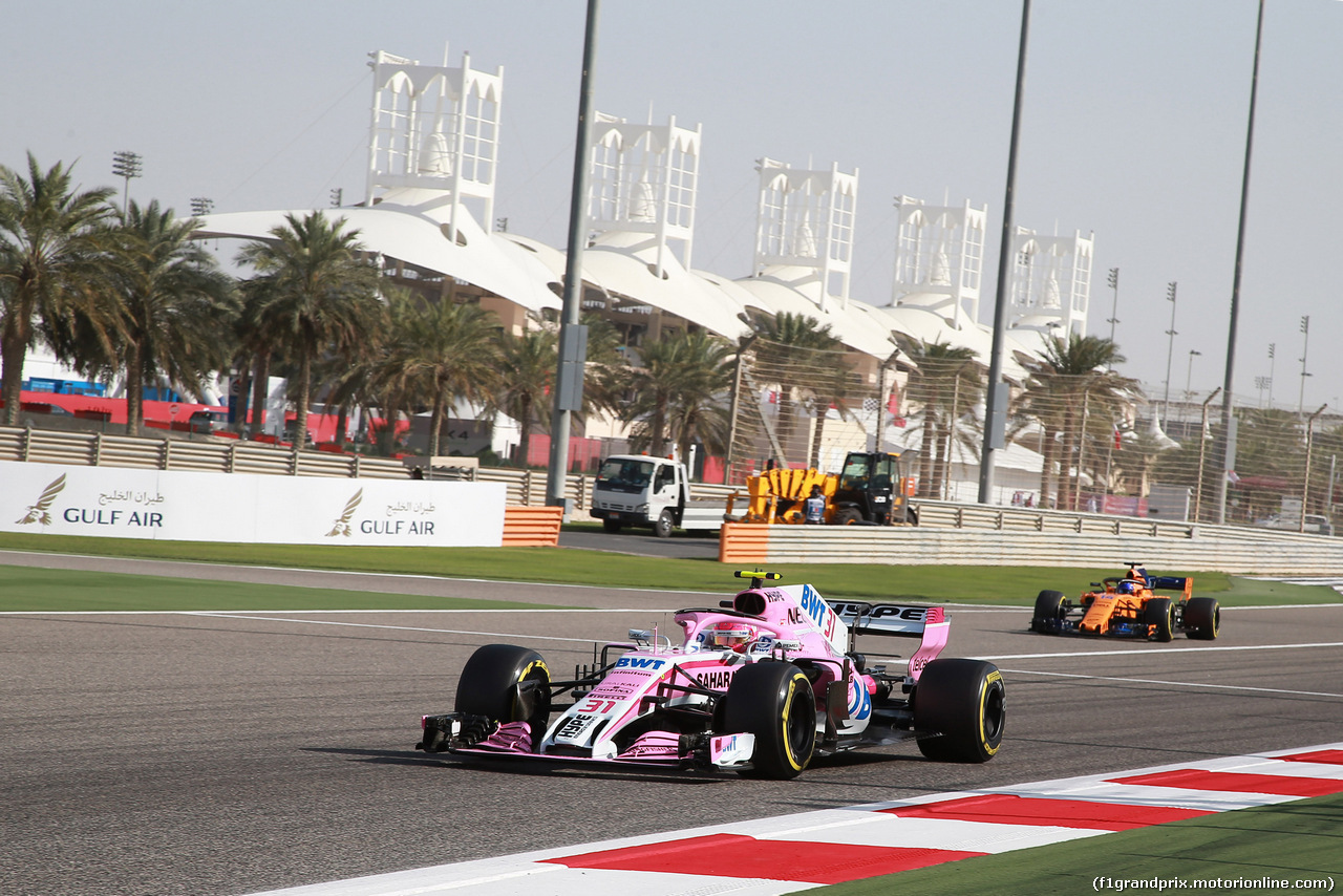 GP BAHRAIN, 07.04.2018 -  Prove Libere 3, Esteban Ocon (FRA) Sahara Force India F1 VJM11