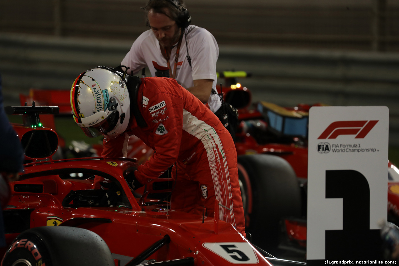 GP BAHRAIN, 07.04.2018 -  Qualifiche, Sebastian Vettel (GER) Ferrari SF71H pole position