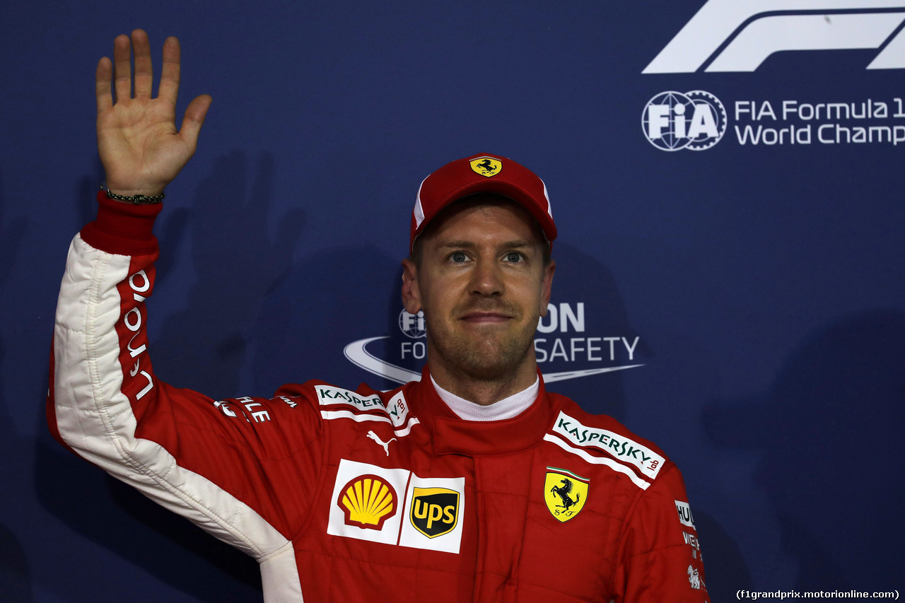 GP BAHRAIN, 07.04.2018 -  Qualifiche, Sebastian Vettel (GER) Ferrari SF71H pole position