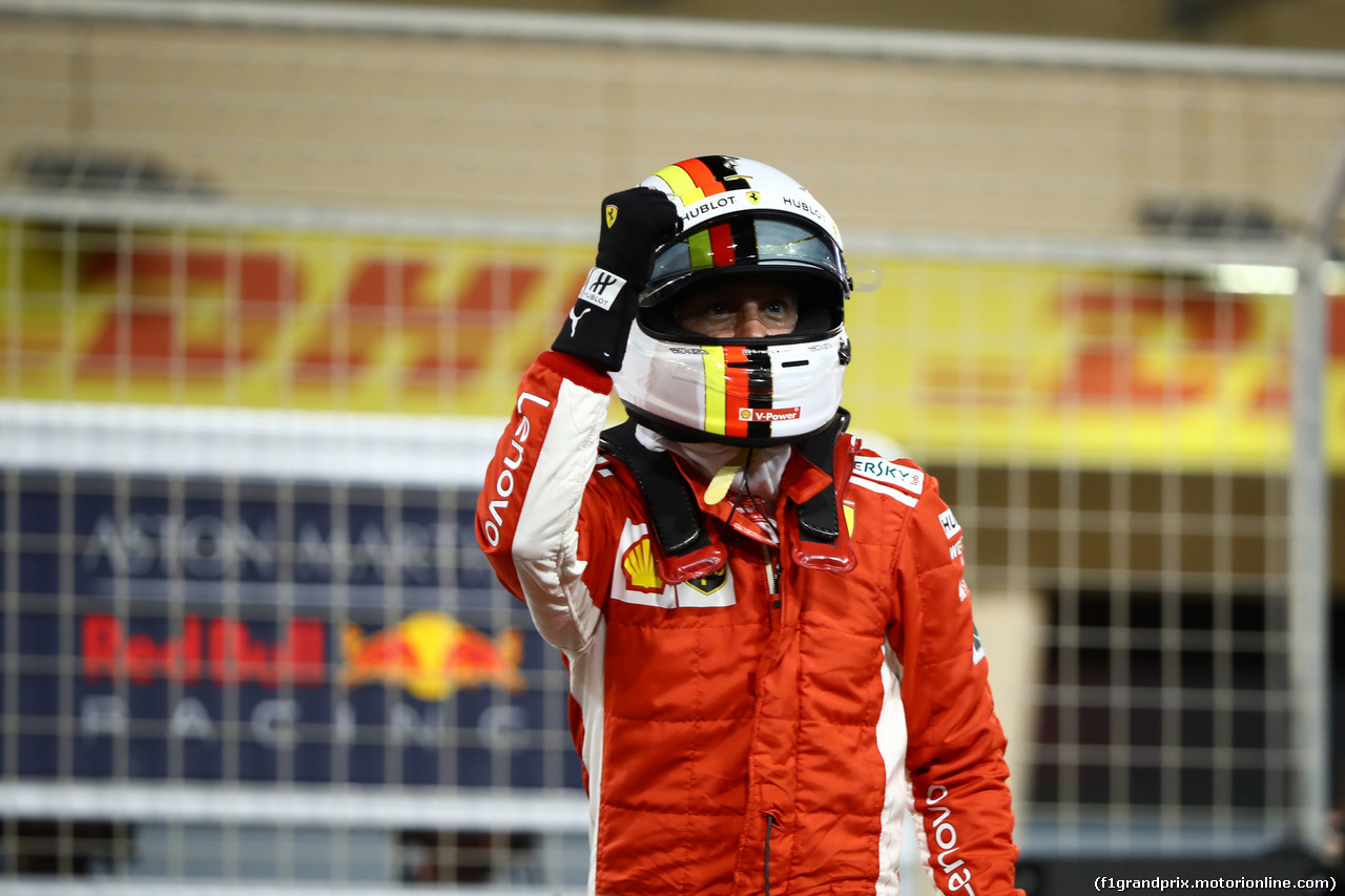 GP BAHRAIN, 07.04.2018 -  Qualifiche, Sebastian Vettel (GER) Ferrari SF71H pole position