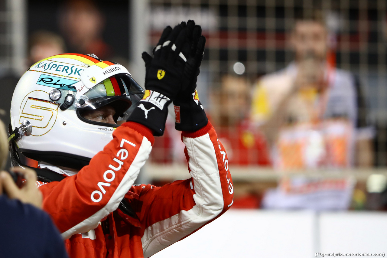 GP BAHRAIN, 07.04.2018 -  Qualifiche, Sebastian Vettel (GER) Ferrari SF71H pole position