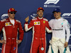 GP BAHRAIN, 07.04.2018 -  Qualifiche, 2nd place Kimi Raikkonen (FIN) Ferrari SF71H, Sebastian Vettel (GER) Ferrari SF71H pole position e 3rd place Valtteri Bottas (FIN) Mercedes AMG F1 W09
