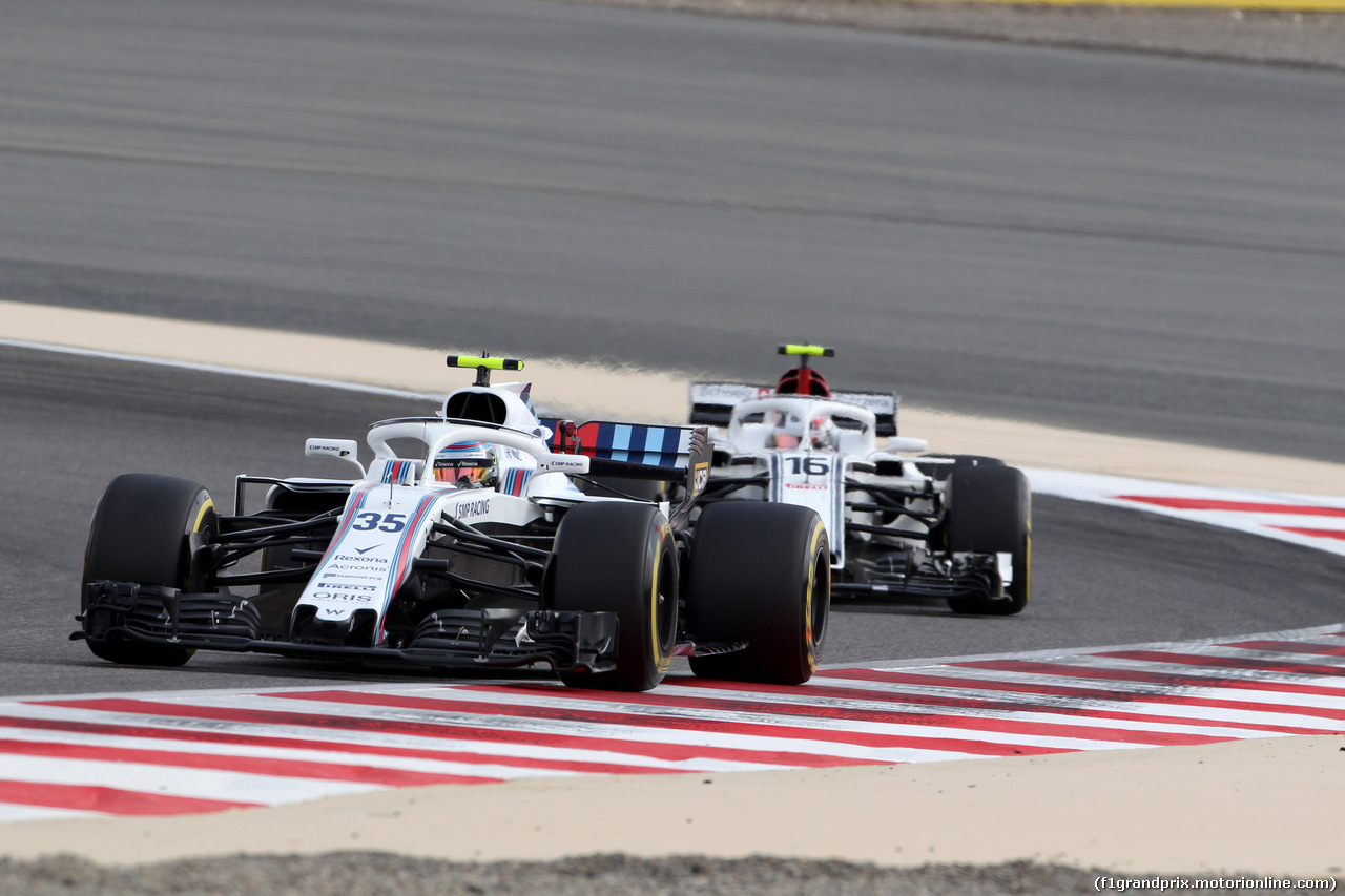 GP BAHRAIN, 06.04.2018 - Prove Libere 1, Sergey Sirotkin (RUS) Williams FW41 e Charles Leclerc (MON) Sauber C37