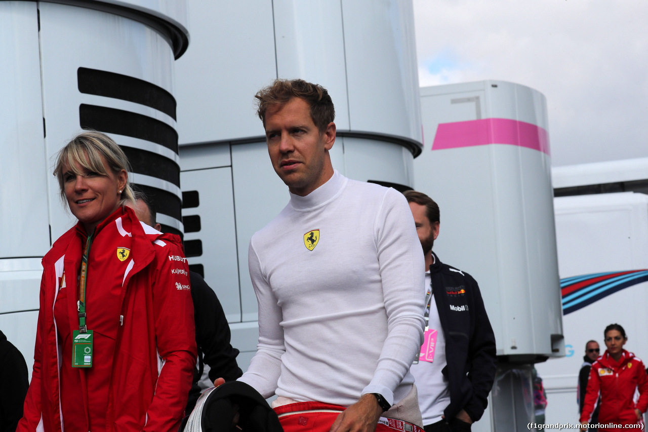 GP BELGIO, 25.08.2018 - Prove Libere 3, Britta Roeske (AUT) Ferrari Press Officer e Sebastian Vettel (GER) Ferrari SF71H