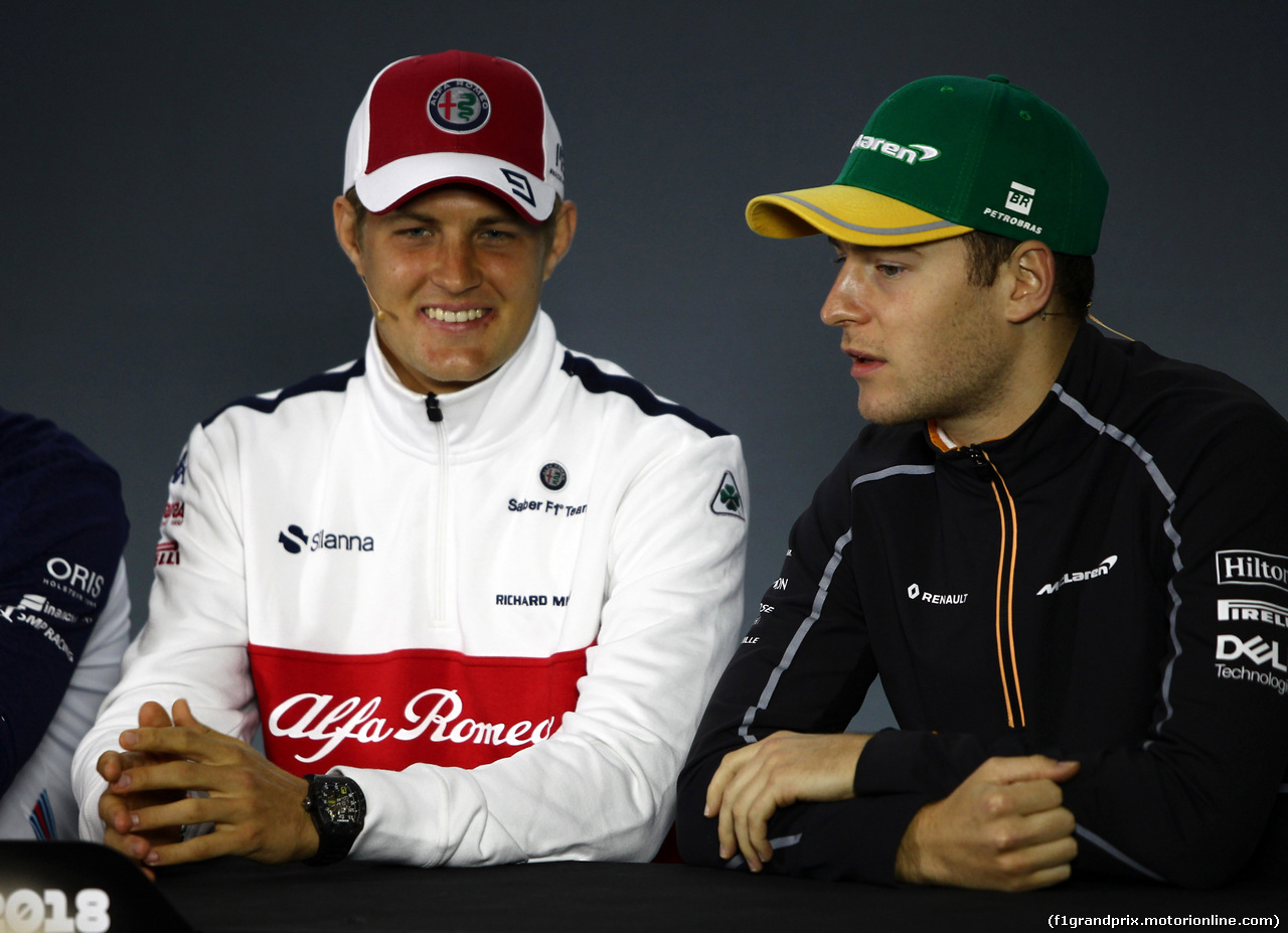 GP BRASILE, 08.11.2018 - Conferenza Stampa, Marcus Ericsson (SUE) Sauber C37 e Stoffel Vandoorne (BEL) McLaren MCL33