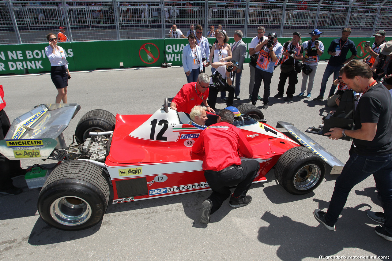 GP CANADA, 10.06.2018- Jaques Villeneuve (CAN) drive his father Gilles' Ferrari 1978 312 T3