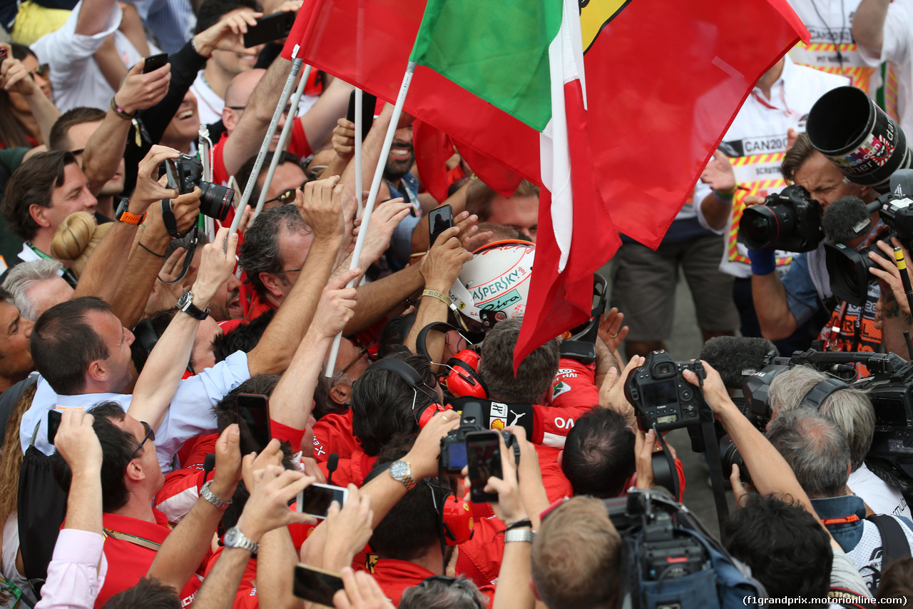 GP CANADA, 10.06.2018- Gara, Sebastian Vettel (GER) Ferrari SF71H celebrates his victory in Parc ferme