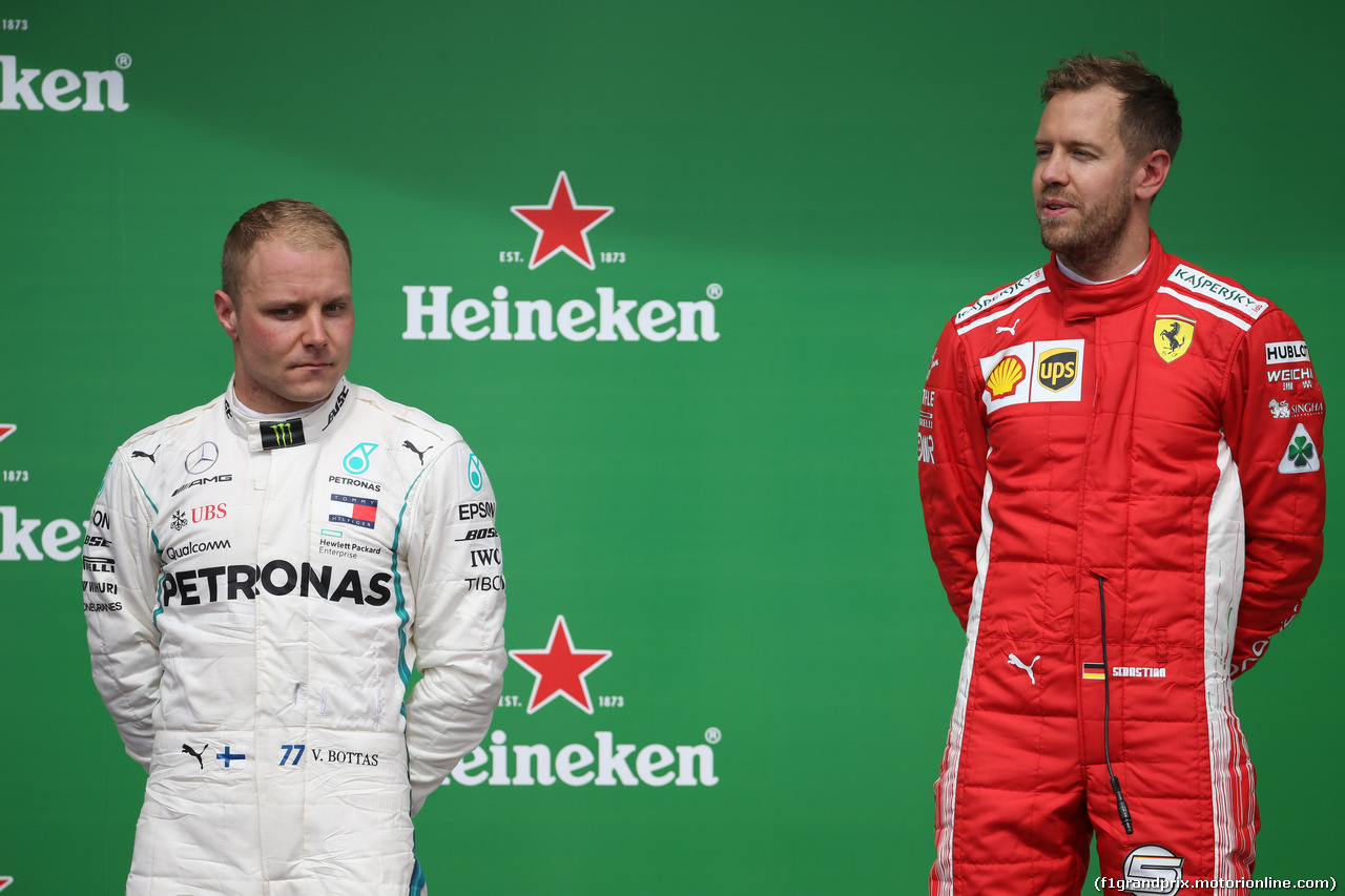 GP CANADA, 10.06.2018- Podium, winner Sebastian Vettel (GER) Ferrari SF71H e 2nd place Valtteri Bottas (FIN) Mercedes AMG F1 W09