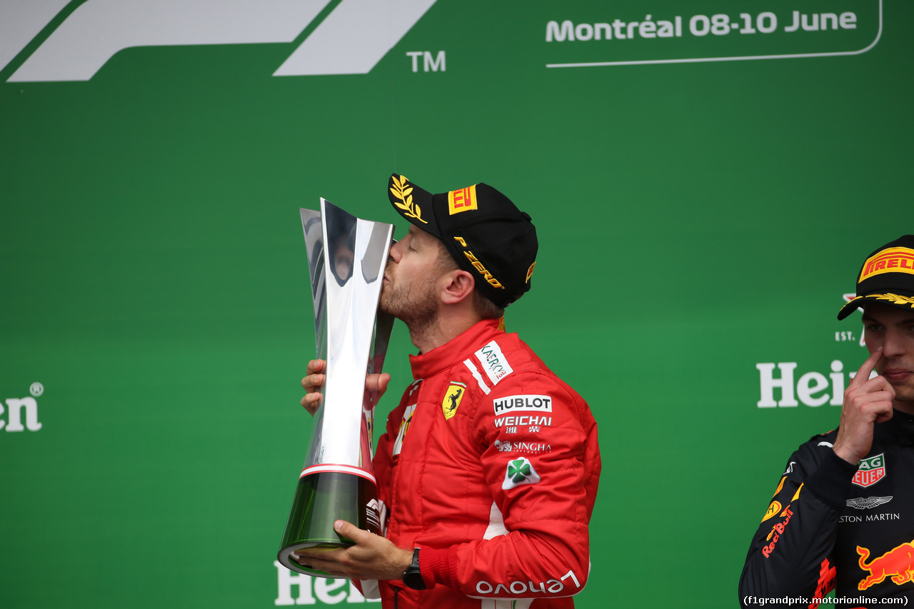 GP CANADA, 10.06.2018- Podium, winner Sebastian Vettel (GER) Ferrari SF71H