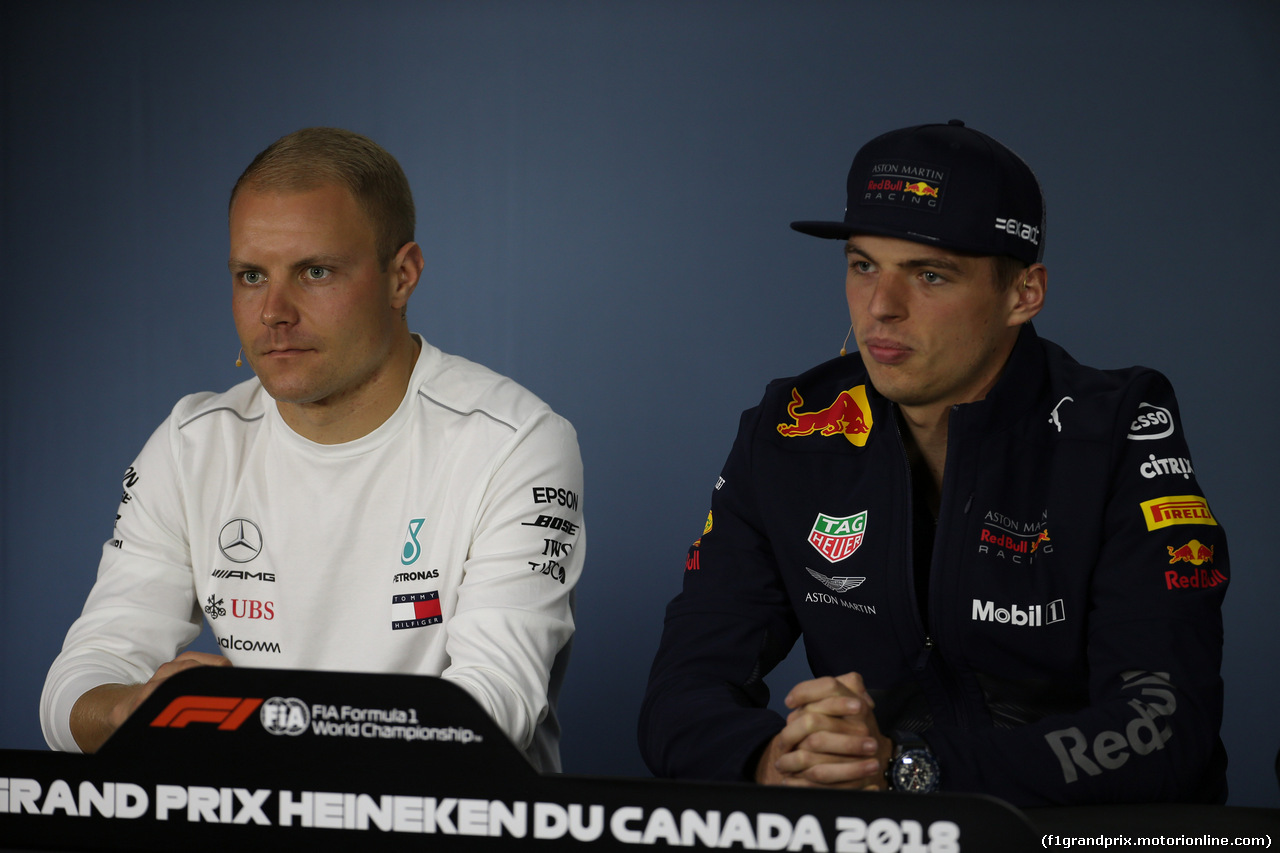 GP CANADA, 07.06.2018 - Giovedi' Official Fia press conference, Valtteri Bottas (FIN) Mercedes AMG F1 W09 e Max Verstappen (NED) Red Bull Racing RB14