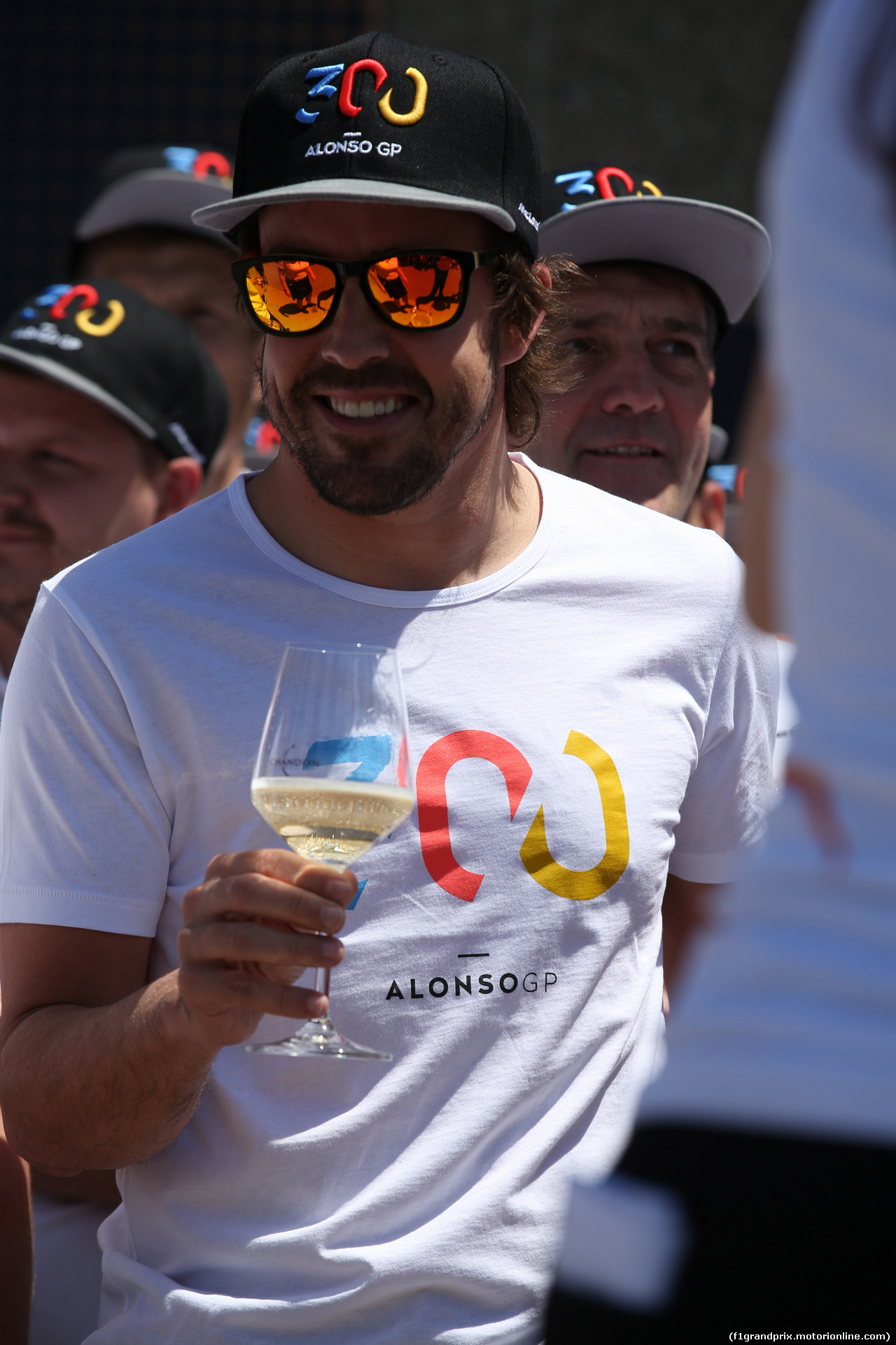GP CANADA, 08.06.2018- Fernando Alonso (ESP) McLaren Renault MCL33 celebrates his 300th race in F1