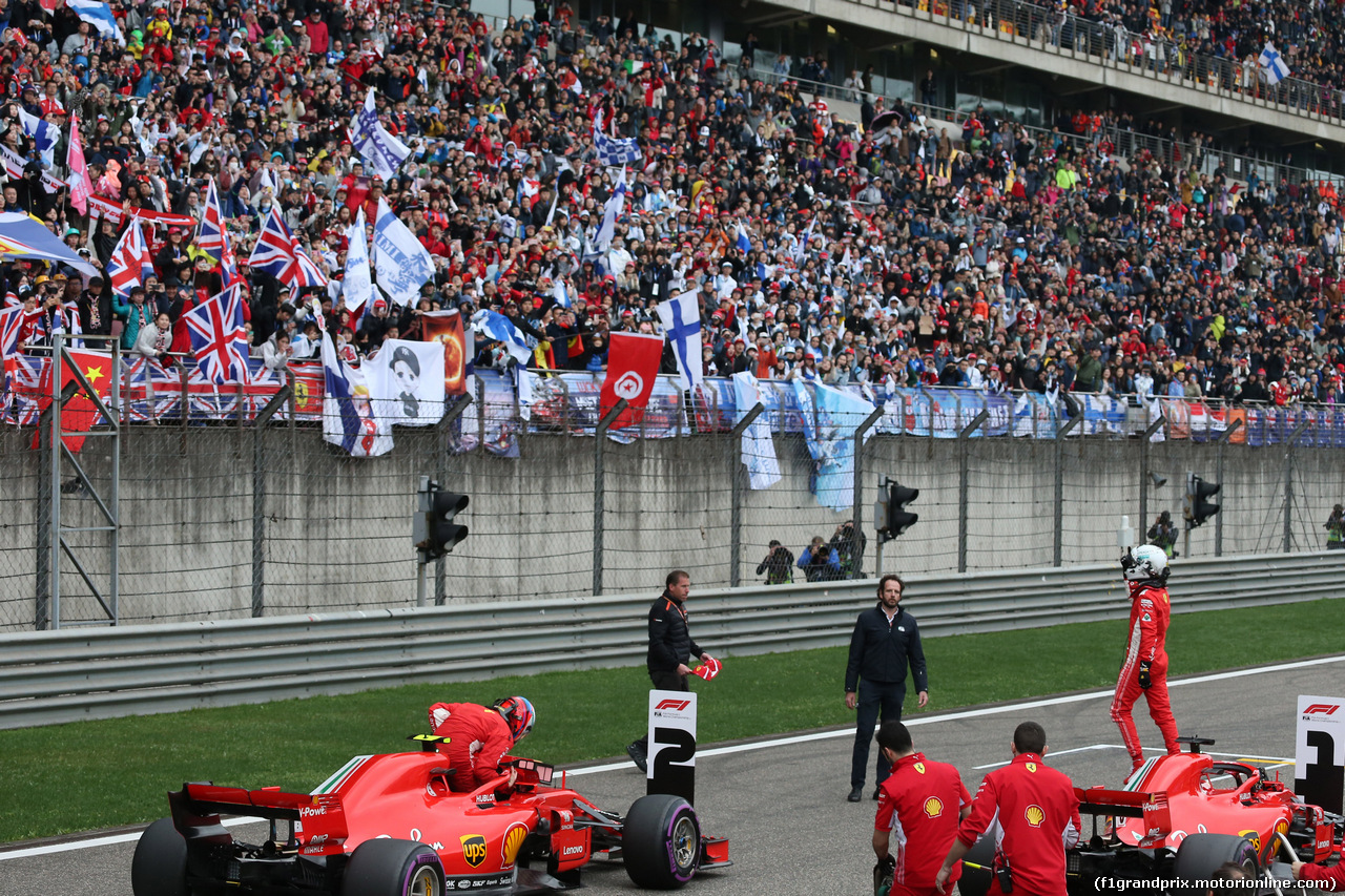 GP CINA, 14.04.2018- Qualifiche celebration: pole position Sebastian Vettel (GER) Ferrari SF71H