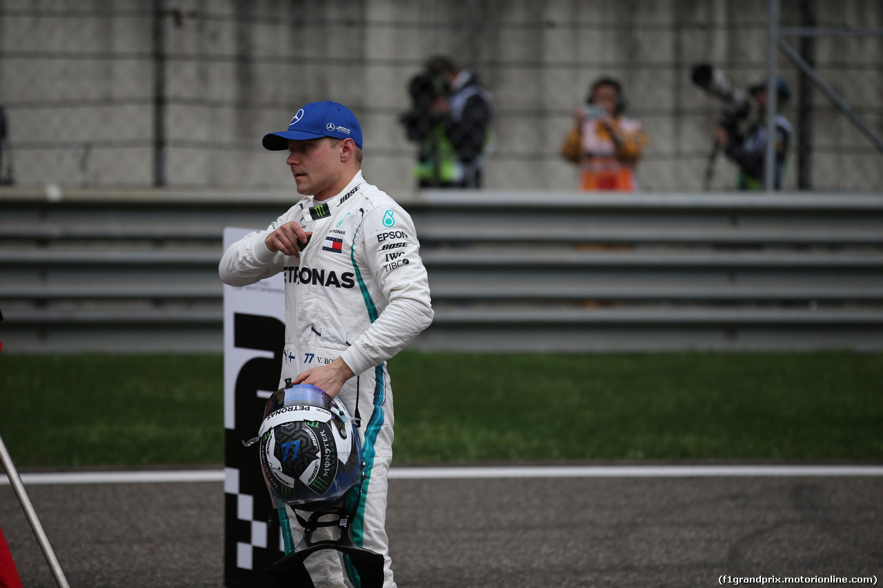 GP CINA, 14.04.2018- Qualifiche celbration Valtteri Bottas (FIN) Mercedes AMG F1 W09