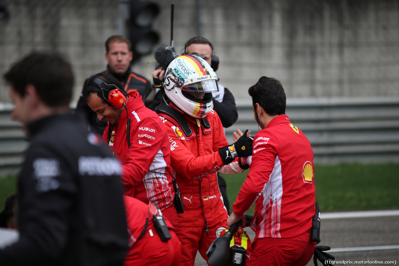 GP CINA, 14.04.2018- Qualifiche celebration: pole position Sebastian Vettel (GER) Ferrari SF71H