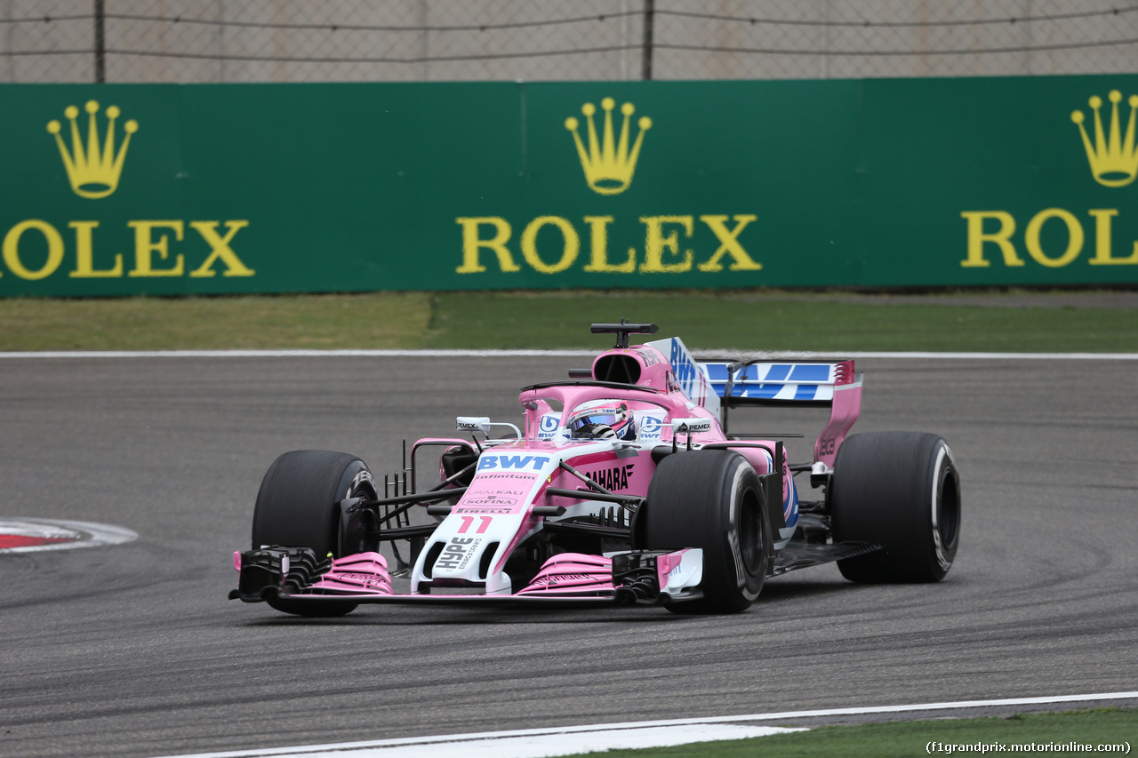 GP CINA, 13.04.2018- Prove Libere 1, Sergio Perez (MEX) Sahara Force India F1 VJM11