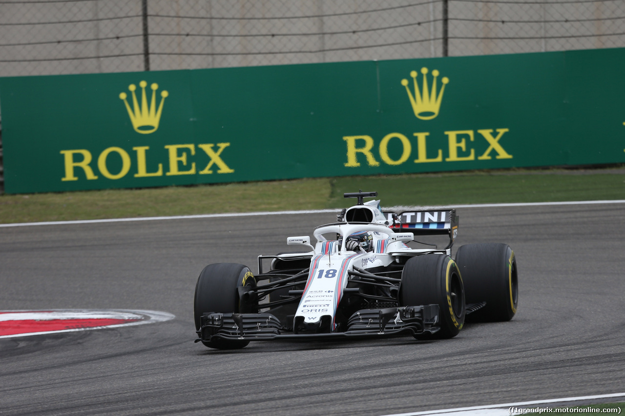 GP CINA, 13.04.2018- Prove Libere 1, Lance Stroll (CDN) Williams FW41