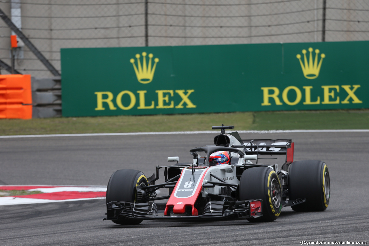 GP CINA, 13.04.2018- Prove Libere 1, Romain Grosjean (FRA) Haas F1 Team VF-18